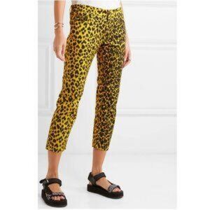 Womens R13 "Joey" Black, Yellow Leopard Print Cropped Jeans 25